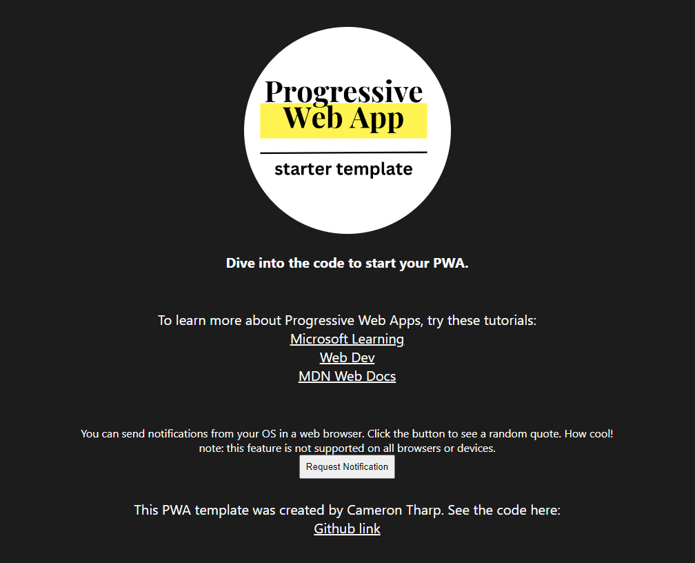 Progressive Web App Starter Template